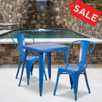 Flash Furniture CH-31330-2-30-BL-GG Metal Table Set in Blue
